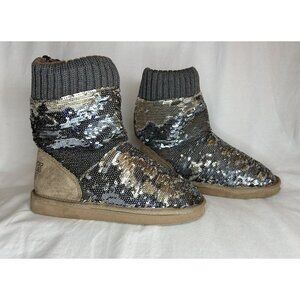 Victoria’s Secret Pink Slipper Boots Womens Size S 5/6 RARE Sequin Knit Faux Fur